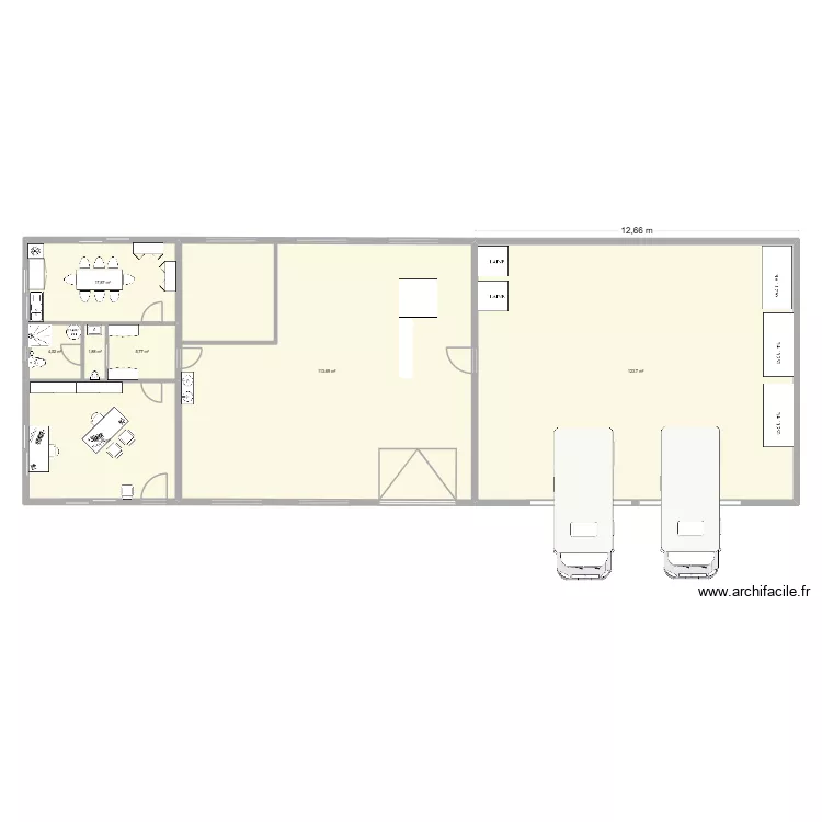atelier. Plan de 7  et 294 m²