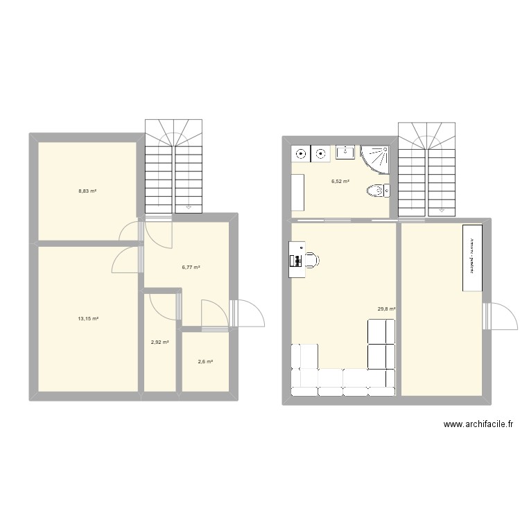 Sous-sol. Plan de 7 pièces et 71 m2