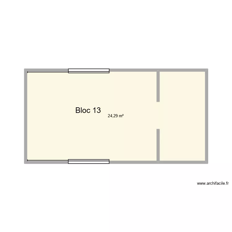 Bloc 13 CHU Helora Mons Kennedy. Plan de 1 pièce et 24 m²