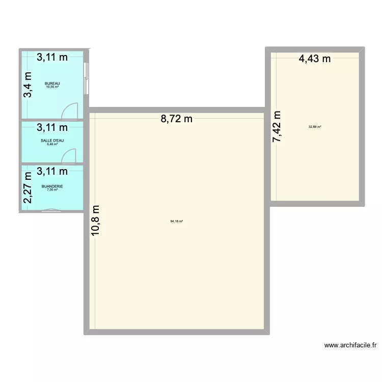 DT ancien garage. Plan de 5  et 151 m²