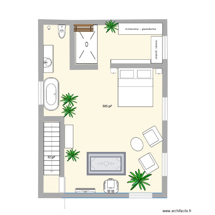 2e étageX30. Plan de 2 pièces et 50 m2