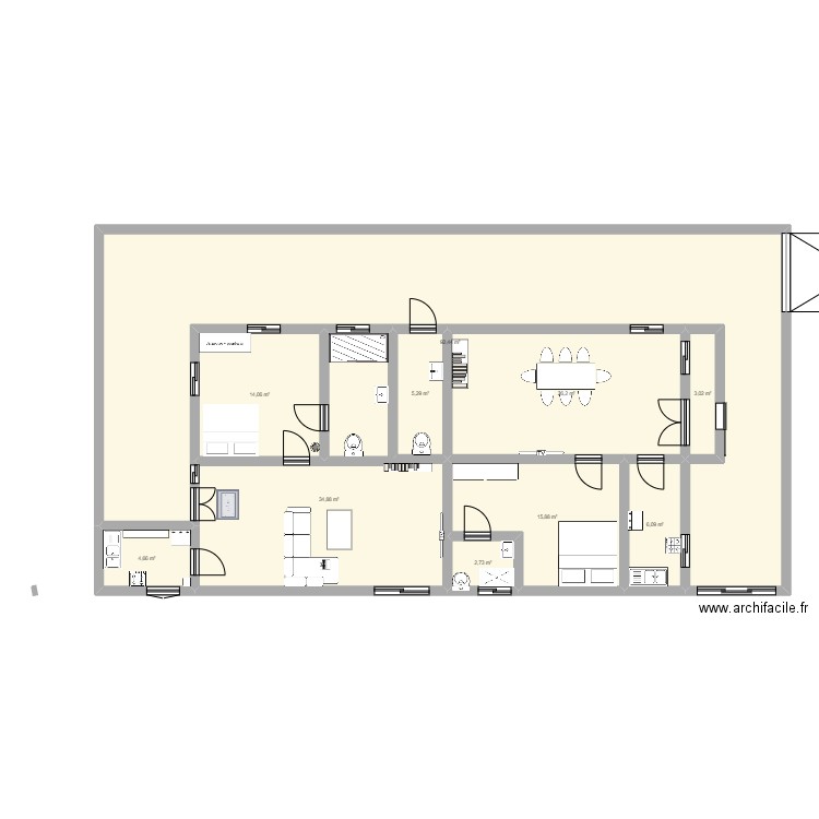 maison02. Plan de 10 pièces et 205 m2