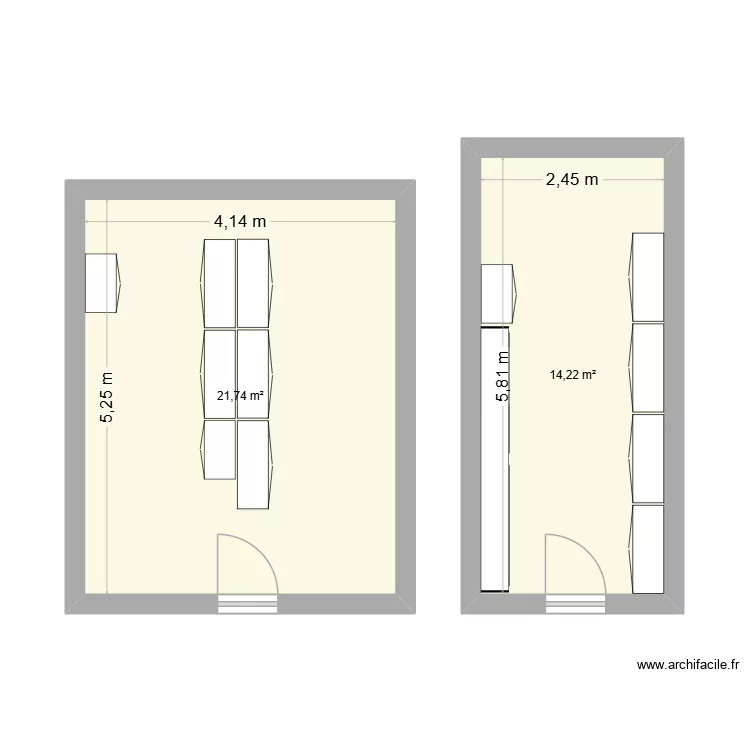 Vestiaire Op&eacute;ra. Plan de 2  et 36 m²