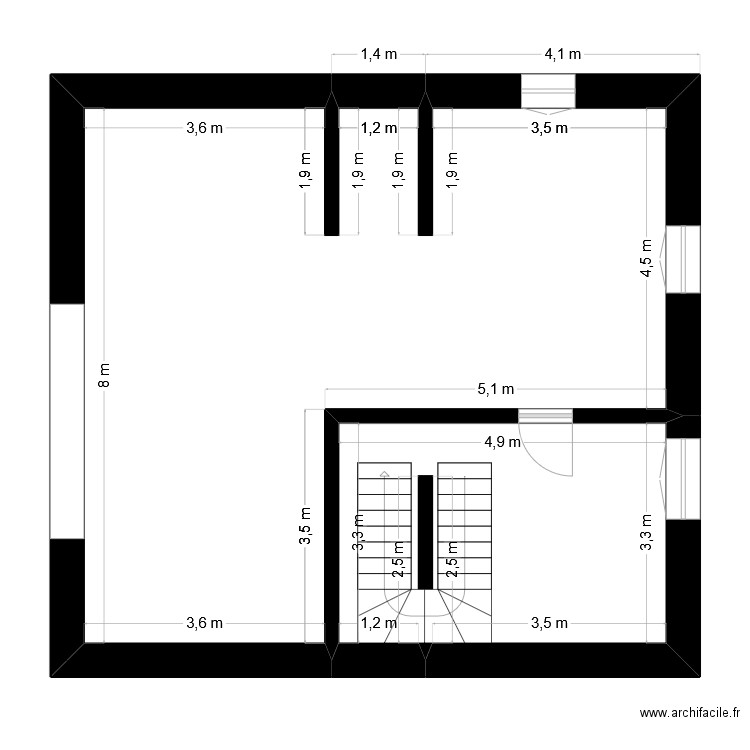 Lacaune RDC. Plan de 2 pièces et 67 m2