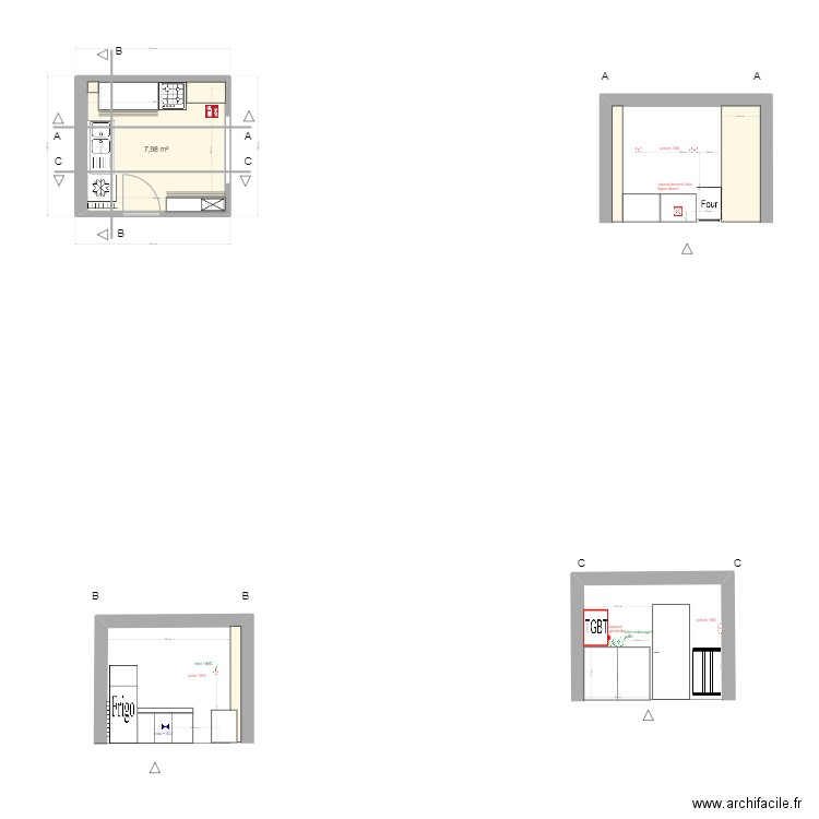 cuisine Marcel VOT. Plan de 1 pièce et 8 m2