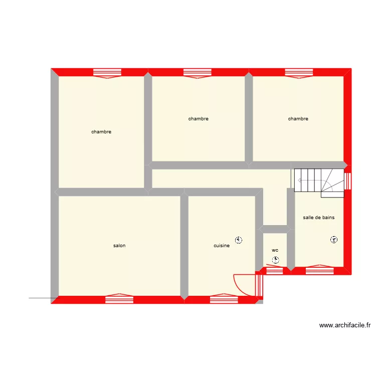 Boudinaud &eacute;tage &eacute;tat initial. Plan de 8  et 66 m²
