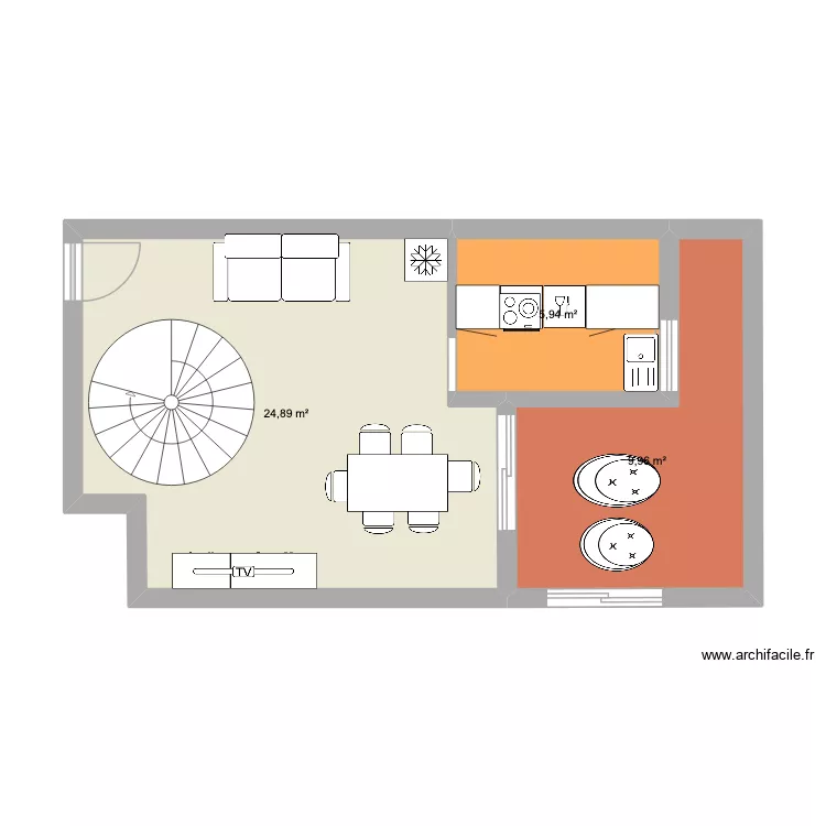 246 Richelieu. Plan de 3  et 41 m²