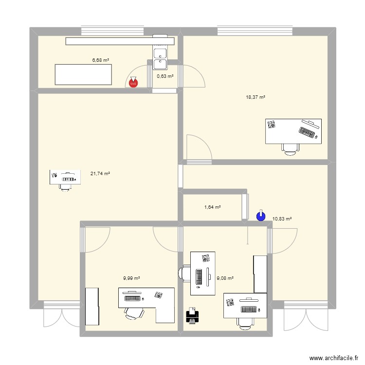 SEFOR - MANHATTAN - 1ER ETAGE. Plan de 8 pièces et 79 m2