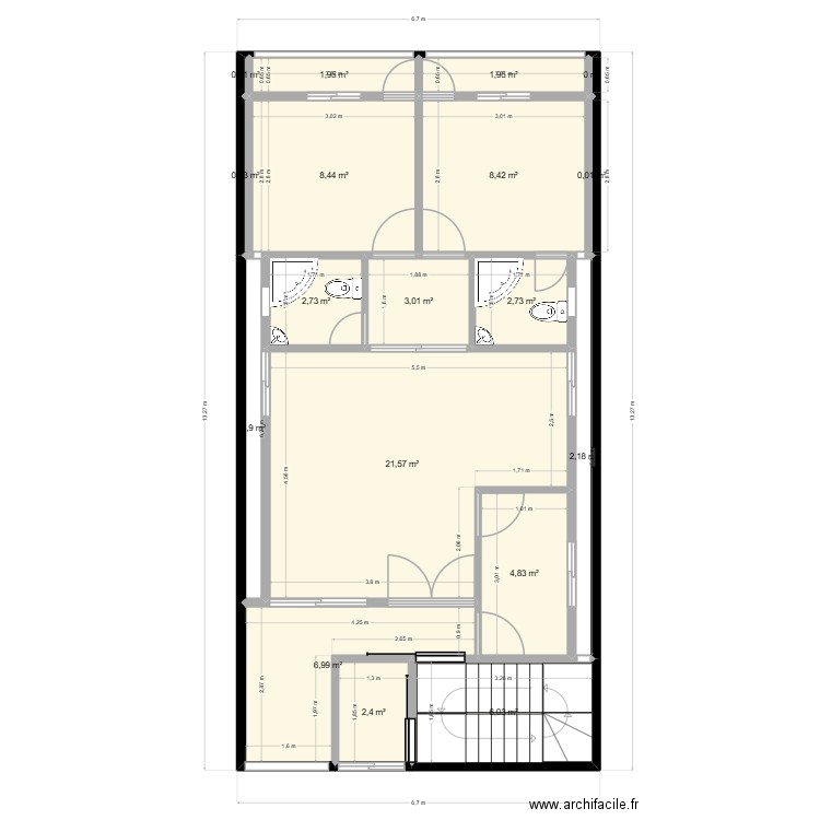 LIMETE R+2&3 V4. Plan de 18 pièces et 75 m2