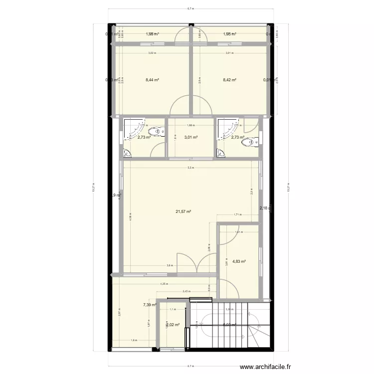 LIMETE R+2&3 V4. Plan de 18 pièces et 75 m²