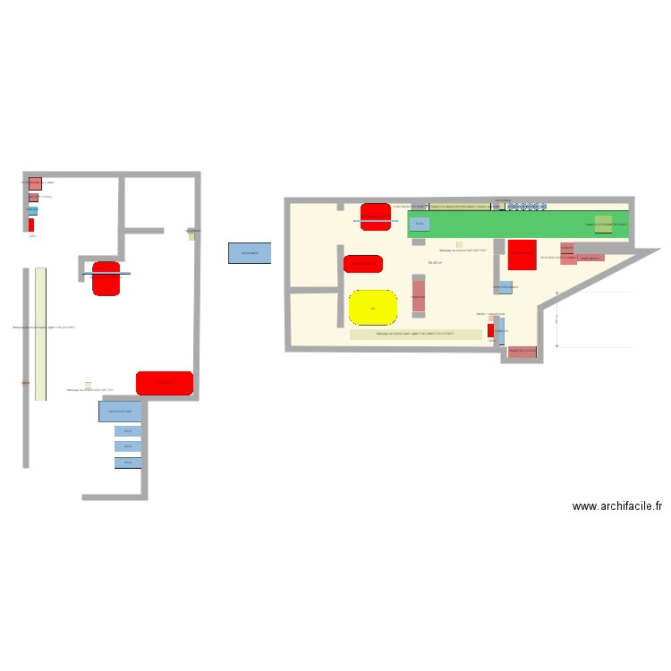 Idée 1. Plan de 1 pièce et 84 m2