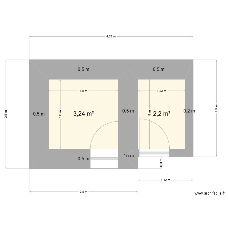 Triaize lingerie. Plan de 2 pièces et 5 m2