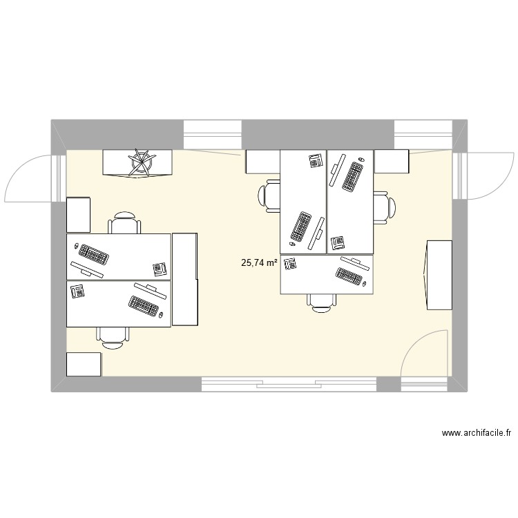 aménagement Service financier. Plan de 1 pièce et 26 m2