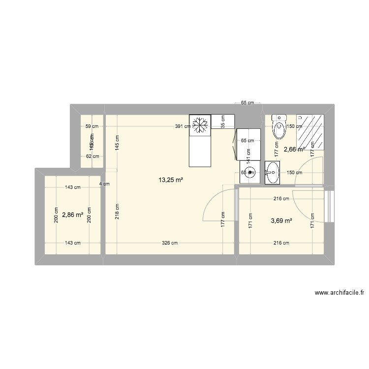 port carnon. Plan de 4 pièces et 22 m2