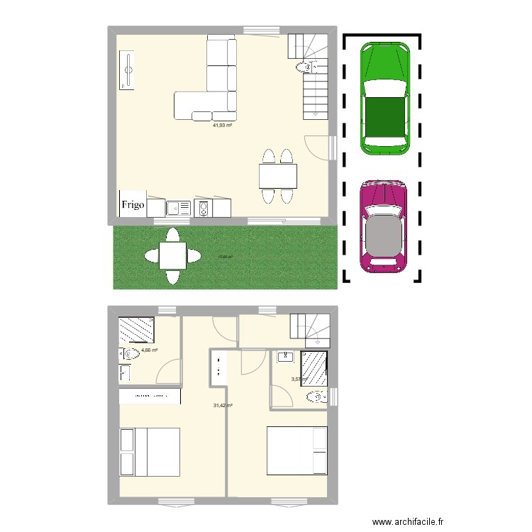 appart neuf extension etage. Plan de 4 pièces et 92 m2