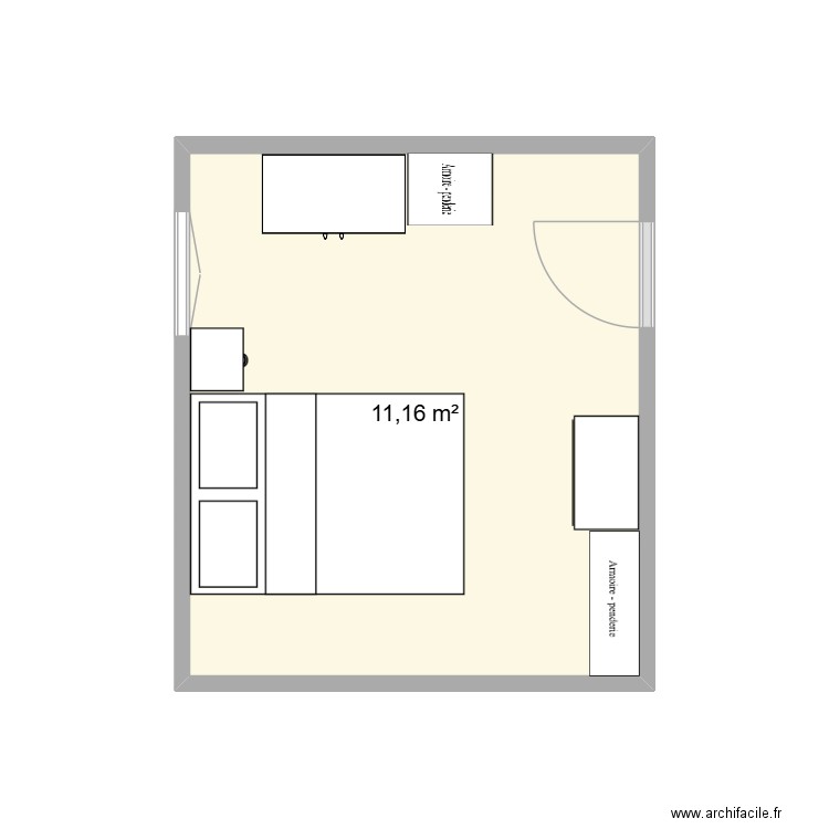chambre 1. Plan de 1 pièce et 11 m2