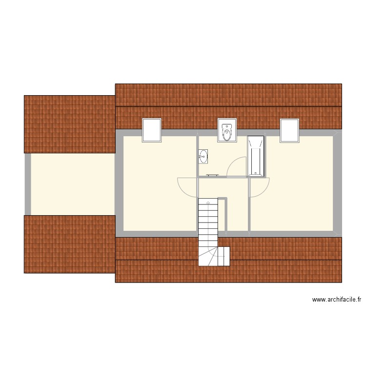 Maison étage. Plan de 7 pièces et 87 m2