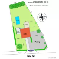 Plan de masse maison extension gestion des eaux pluviales