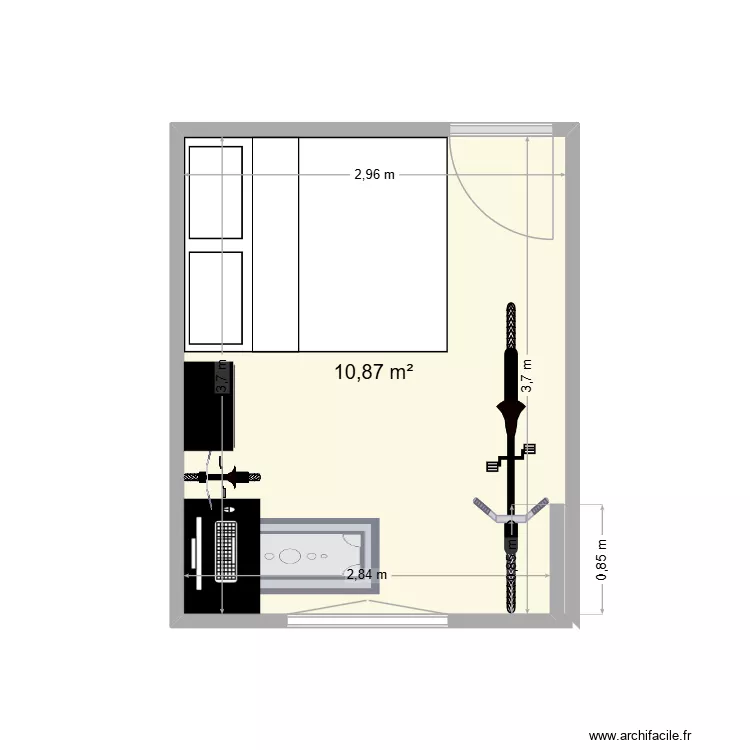 Salle de sport / Chambre d'amis. Plan de 1  et 11 m²