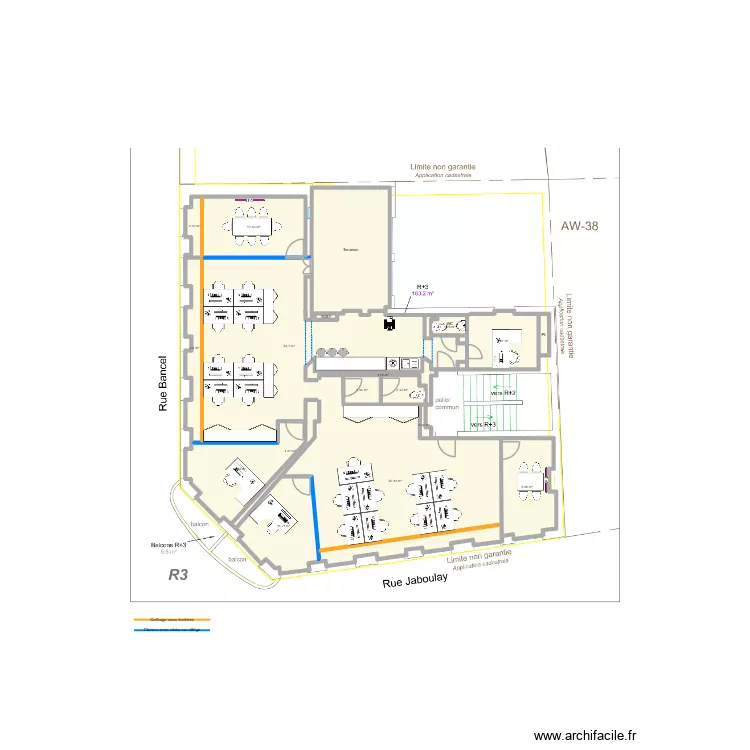 R+3 Open Space 4. Plan de 21 pièces et 197 m²
