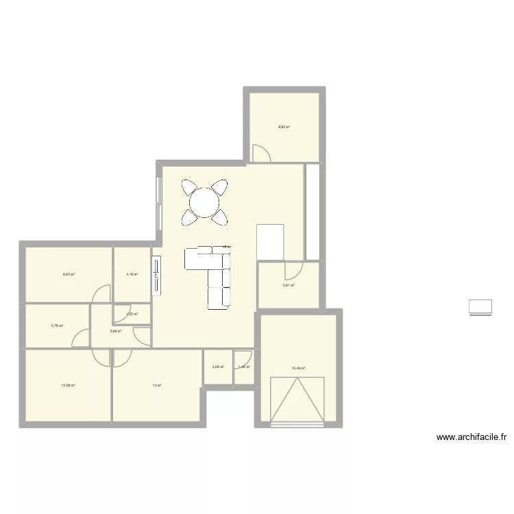 Haux 3. Plan de 13  et 135 m²