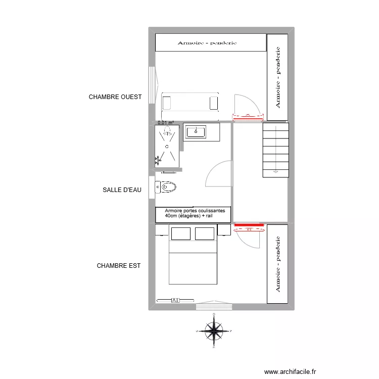 ETAGE AMENAGEMENT avec dressing. Plan de ETAGE AMENAGEMENT avec dressing. Plan de