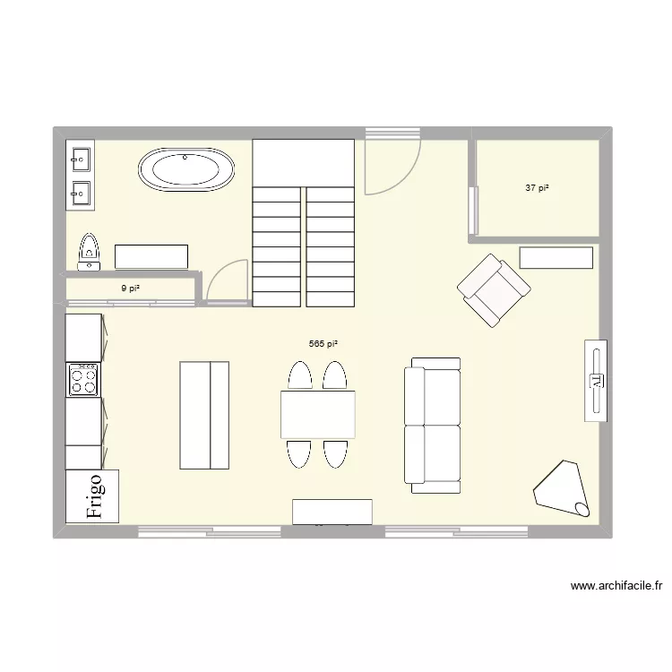 1er essaie. Plan de 3  et 57 m²