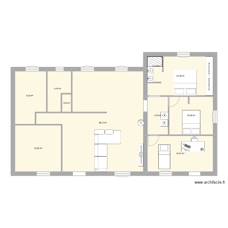 plan agrandissement. Plan de 9 pièces et 121 m2