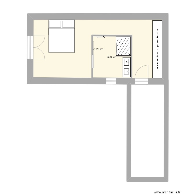 Nouveau projet. Plan de 2 pièces et 34 m2