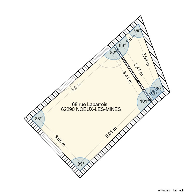 DEVIN Labarrois. Plan de 2 pièces et 23 m2