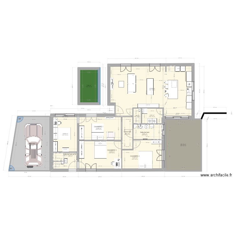 tarnos 8. Plan de 14 pièces et 176 m2