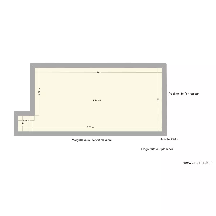 .piscine PEYPIN. Plan de 1  et 33 m²