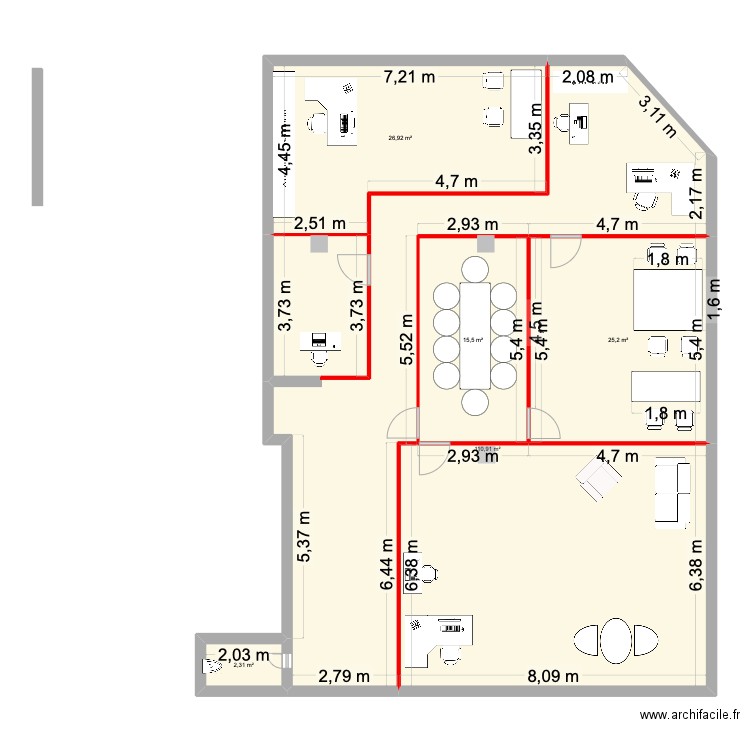 Marguettes 4/07. Plan de 5 pièces et 181 m2
