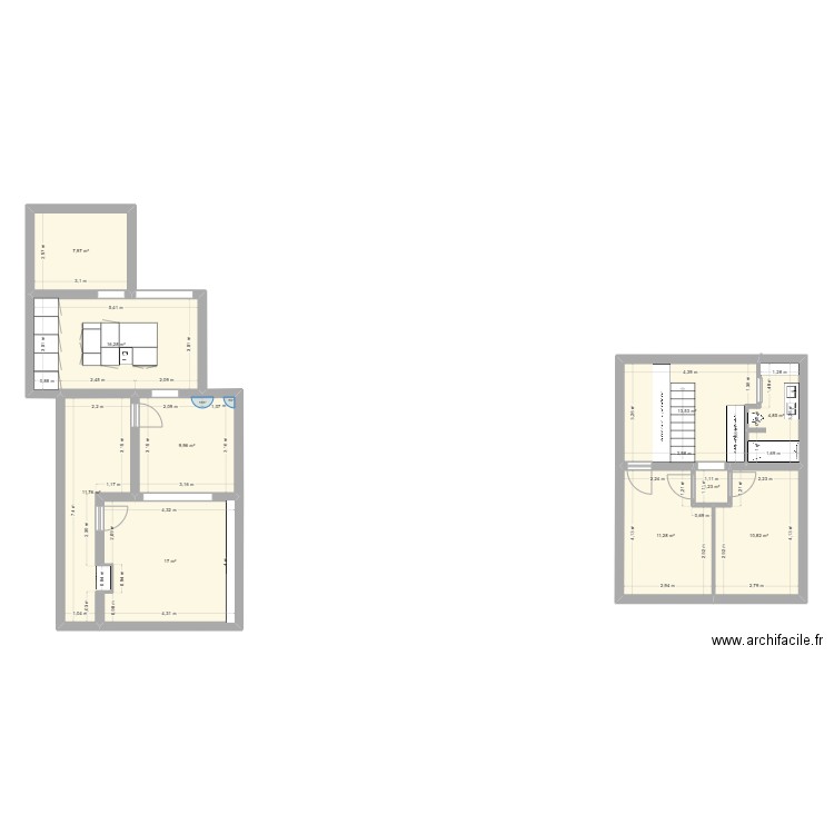 Maison2. Plan de 10 pièces et 105 m2
