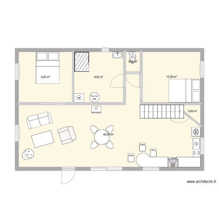 maison. Plan de 6 pièces et 71 m2