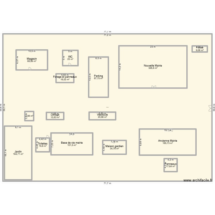 Mairie CR SAKOIBA. Plan de 16 pièces et 351 m2