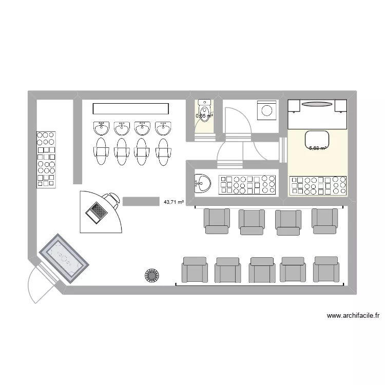 Salon Saint Algue. Plan de 3 pièces et 50 m²