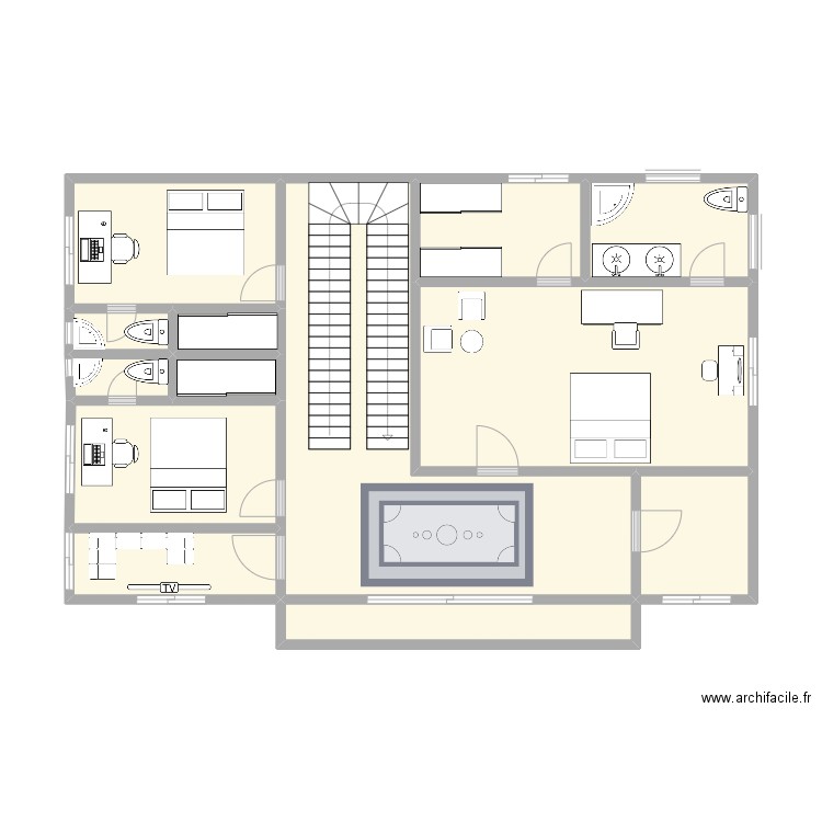 guy. Plan de 13 pièces et 57 m2