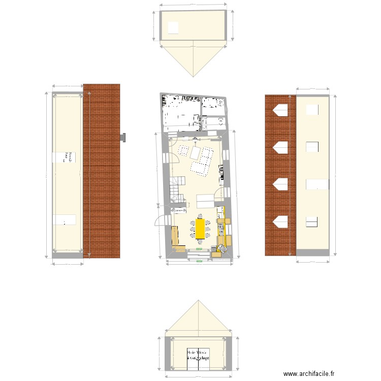 ROTIERE RDC. Plan de 5 pièces et 188 m2
