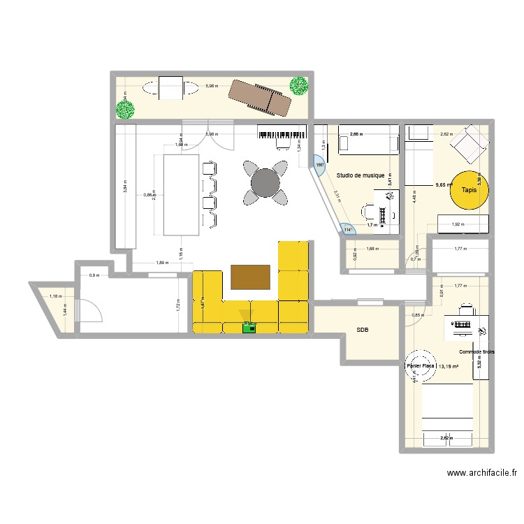 COEURCOULLOC V2. Plan de 7 pièces et 45 m2