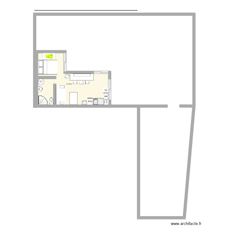 cabane suanier. Plan de 1 pièce et 25 m2