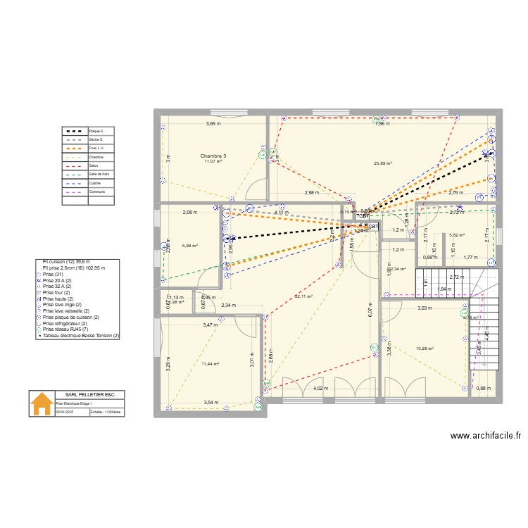 Locaux Saumur - Etage T2+T3 V.22 - Electricité Alim.. Plan de 11 pièces et 112 m2