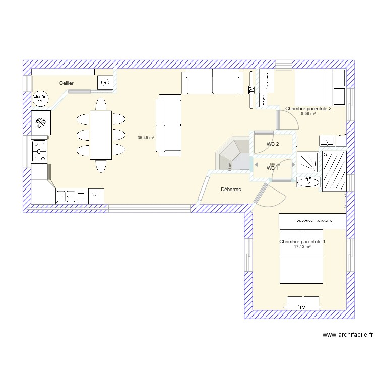 Projet 80 m2. Plan de 0 pièce et 0 m2