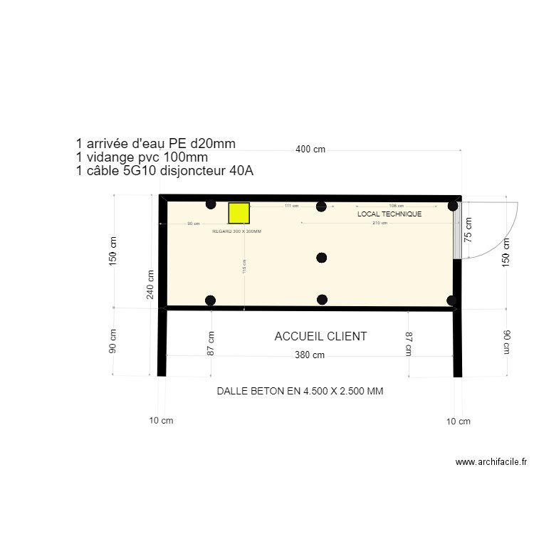 SCHEMA IMPLANTATION KIOSQUE PHOTOMATON. Plan de 1 pièce et 5 m2