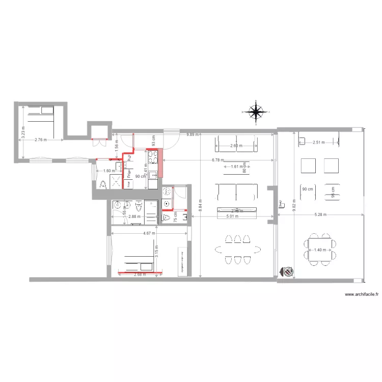 L&eacute;rina Meubles avec fauteuils Terrasse. Plan de 