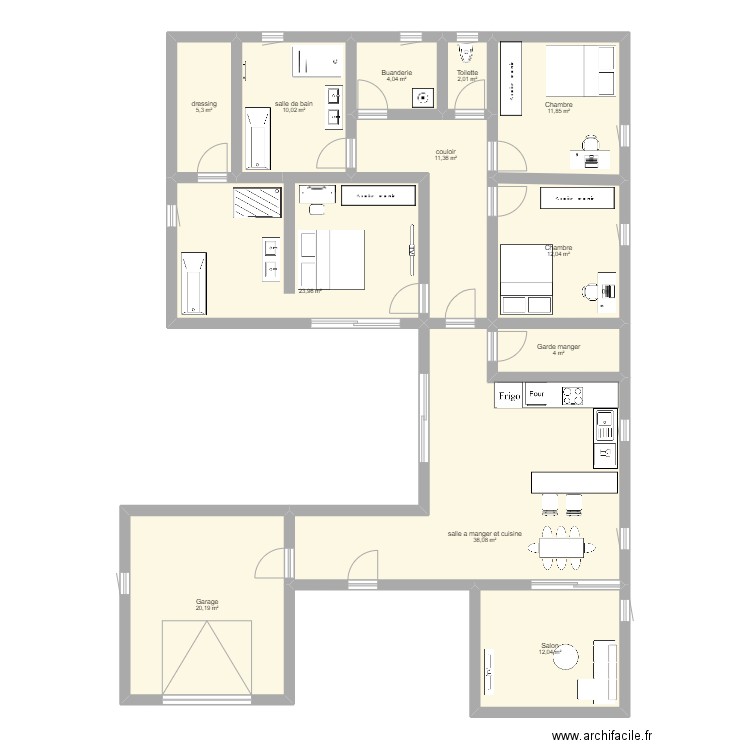 Plan maison 2. Plan de 12 pièces et 153 m2