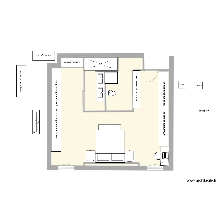 curra suite 2. Plan de 1 pièce et 46 m2