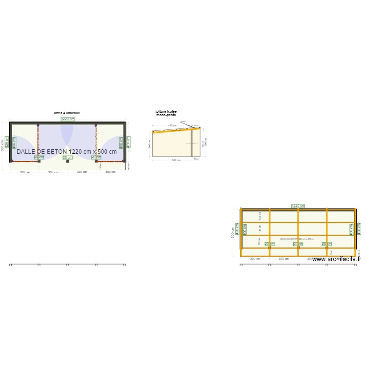 abri 12,2 x 4,2 ext - 11,8 x 4 int ET PORTES. Plan de 0 pièce et 0 m2