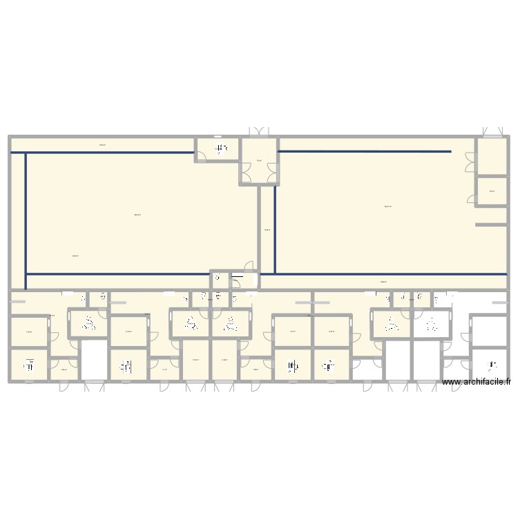 Armurerie. Plan de 32 pièces et 1109 m2