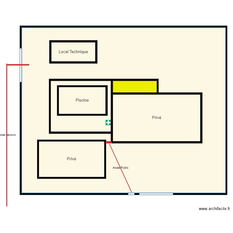 Acces piscine. Plan de 0 pièce et 0 m2